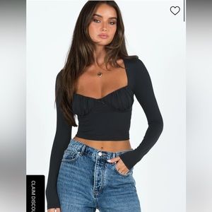 Princess Polly Candyce Long Sleeve Top Black size 2.